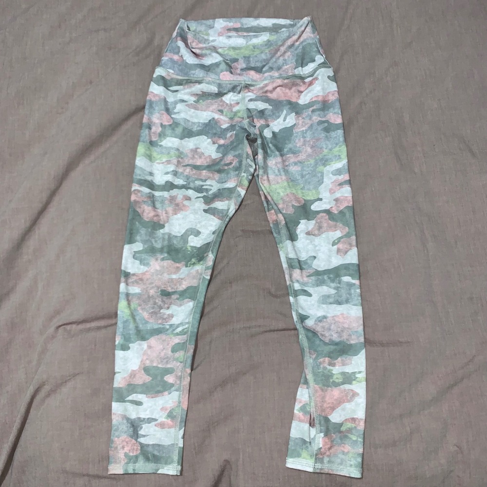 Evolution and Creation Womens Pink Green Camo High Waisted Leggings Size M